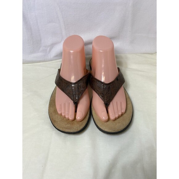 BOC Born Concept Sandals Womens 8 M Flip Flop Brown Faux Leather Toe Post Z10757 - Picture 3 of 8